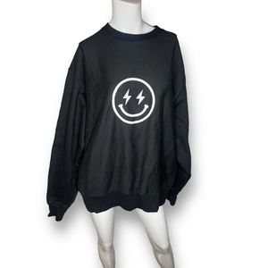 Champion Sweatshirt Sz XL Black Reverse Weave Smile Face Lightning The Mark ATL